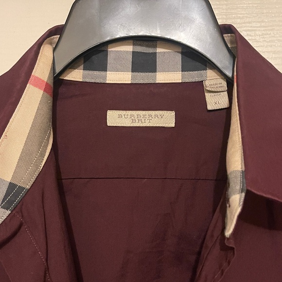 Burberry Men's Burgundy Button-Down Shirt - Picture 3 of 6